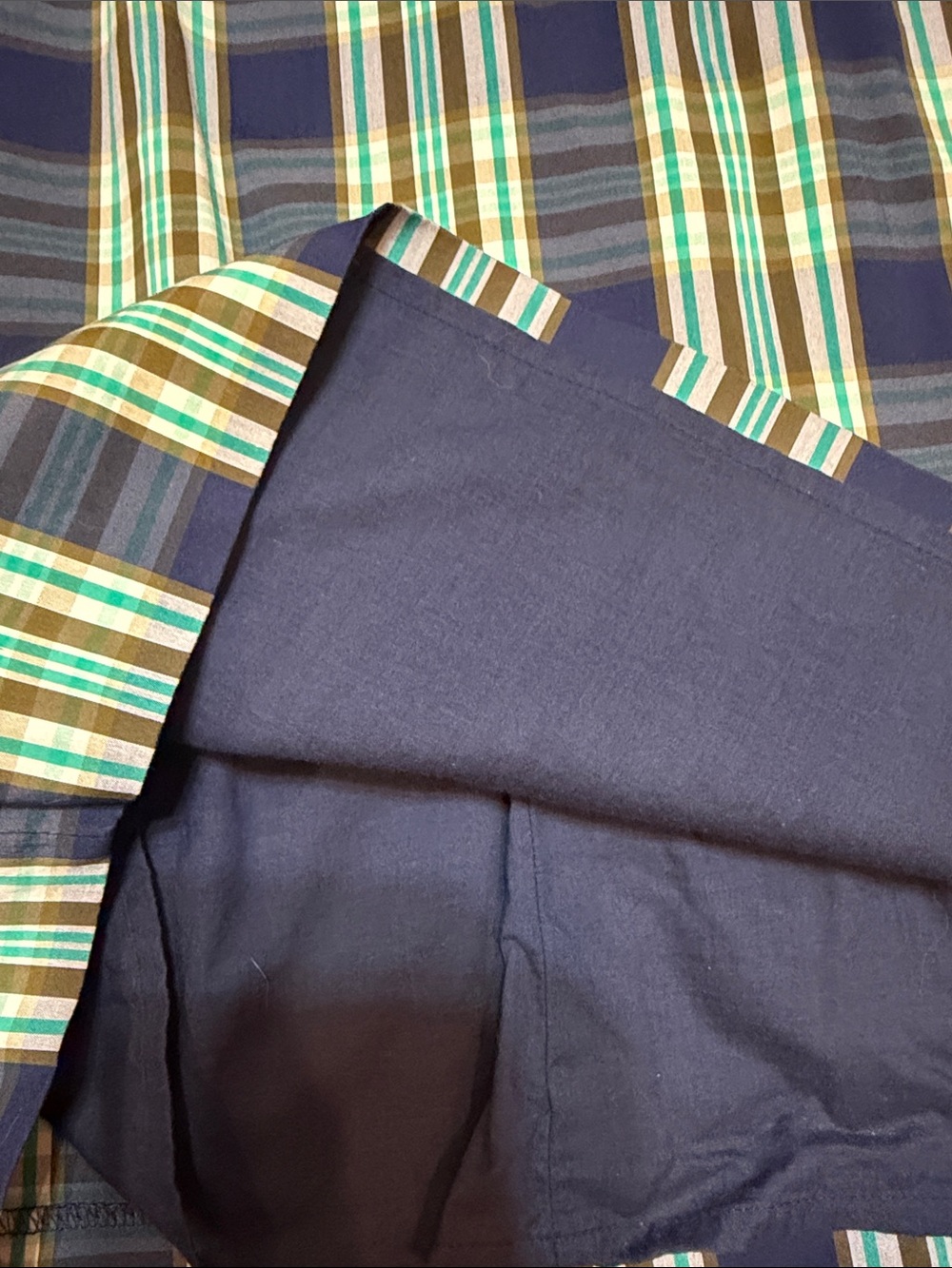 Navy Plaid Ruffle-Front Dress - Picture 4 of 5
